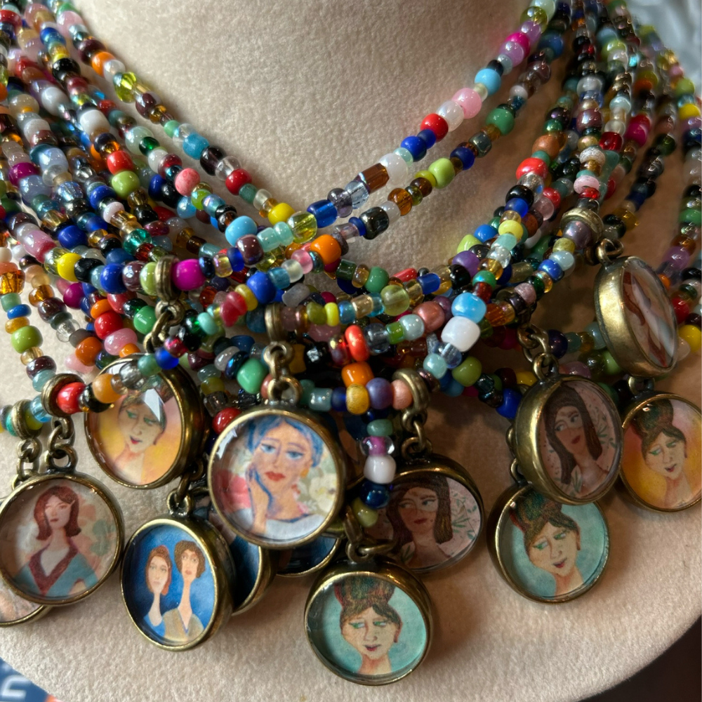 Hand-Beaded Inner-Sisters Charm Necklace