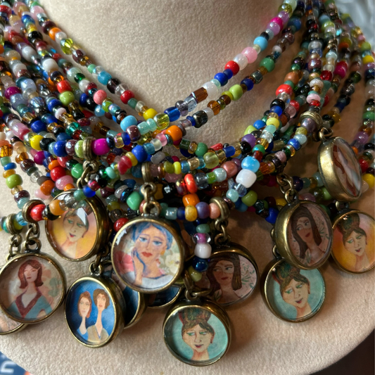 Hand-Beaded Inner-Sisters Charm Necklace